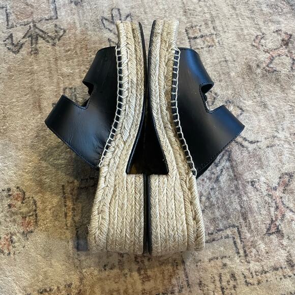 J. Crew Black Leather Double Strap Block Heel Espadrilles SZ 8 Made in Spain - Picture 13 of 15